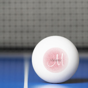 Roos Gold Glitter Bekijk het witte monogram Initia Pingpongbal