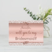 Roos Gold Glitter... ben je mijn Bridesmaid. Kaart (Staand voorkant)