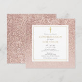 Roos Gold Glitter Bevestigingsplein Kaart (Voorkant / Achterkant)