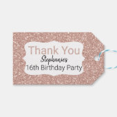 Roos Gold Glitter Birthday Hartelijk dank Cadeaulabel (Voorkant (Horizontaal))