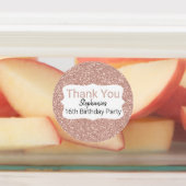 Roos Gold Glitter Birthday Hartelijk dank Labels (Aangebracht)