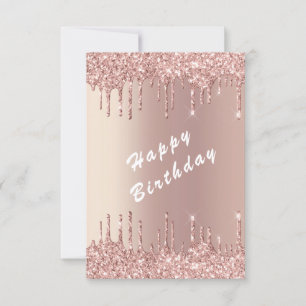 Roos Gold Glitter Birthday Kaart - op maat gemaakt