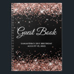 Roos Gold Glitter Black 21st Birthday Guestbook Notitieboek<br><div class="desc">Creëer je eigen gastenboek voor haar 21ste verjaardagsfeest in dit lege notitieboek. Gulkleurig roos glitter op de boven- en onderrand tegen een solide zwarte achtergrond. U kunt de doopvontstijl en grootte aanpassen zoals nodig. U kunt de achtergrondkleur ook wijzigen.</div>