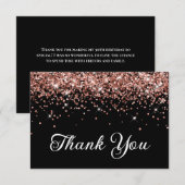 Roos Gold Glitter Black 50th Birthday Bedankkaart (Voorkant / Achterkant)