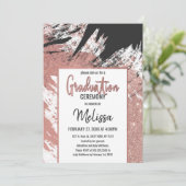 Roos Gold Glitter Black Afstuderen penseelstreek Kaart (Staand voorkant)