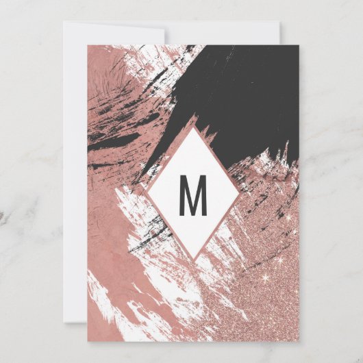 Roos Gold Glitter Black Afstuderen penseelstreek Kaart (Achterkant)