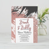 Roos Gold Glitter Black Brushstroke Brunch Bubbly Kaart (Staand voorkant)