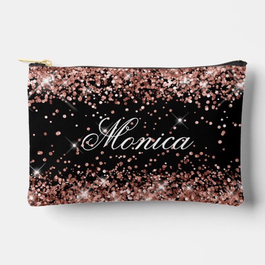 Roos Gold Glitter Black Etui (Voorkant)