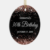 Roos Gold Glitter Black Folie 30e verjaardag Keramisch Ornament (Rechts)