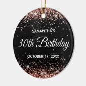 Roos Gold Glitter Black Folie 30e verjaardag Keramisch Ornament (Links)