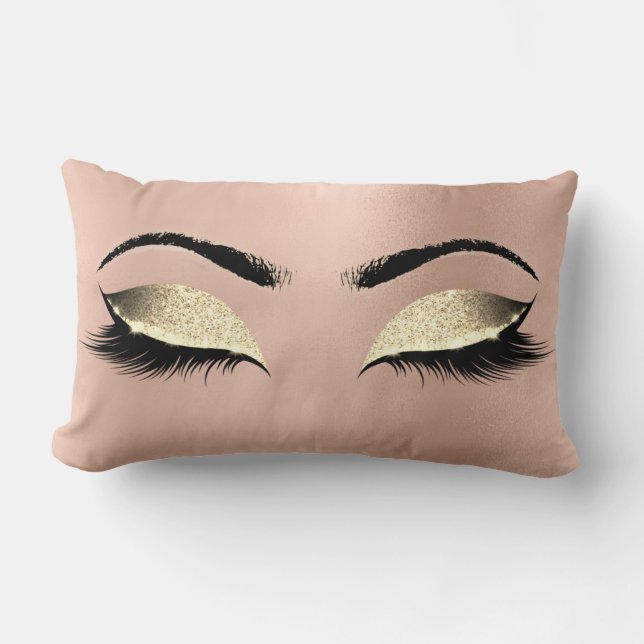 Roos Gold Glitter Black Glam Makeup LUx Kussen (Voorkant)