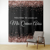 Roos Gold Glitter Black Mis Quince Años Welkom Wandkleed (In situ)