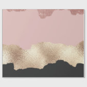 Roos Gold Glitter Black Pink Abstract Girly Art Cadeaupapier (Vlak)
