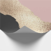 Roos Gold Glitter Black Pink Abstract Girly Art Cadeaupapier (Hoek)
