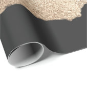 Roos Gold Glitter Black Pink Abstract Girly Art Cadeaupapier (Rol Hoek)