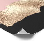 Roos Gold Glitter Black Pink Abstract Girly Art Poster (Hoek)