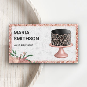 Roos Gold Glitter Black Roze Damaskachel Visitekaartje