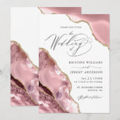 Roos Gold Glitter Black Script Luxury Wedding Invi Kaart (Voorkant / Achterkant)