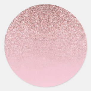 Roos Gold Glitter Blank Sjabloon Jouw tekst toevoe Ronde Sticker