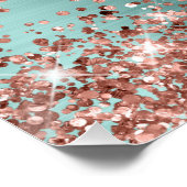 Roos Gold Glitter Bleek Turquoise Vrijgezellenfees Perfect Poster (Hoek)