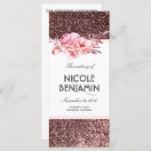 Roos Gold Glitter Bloemen Trouwprogramma's Programmakaart (Voorkant / Achterkant)