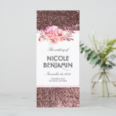Roos Gold Glitter Bloemen Trouwprogramma's Programmakaart (Staand voorkant)