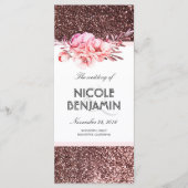 Roos Gold Glitter Bloemen Trouwprogramma's Programmakaart (Voorkant)