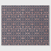 Roos Gold Glitter Blue Triangle Tribal Geometric Cadeaupapier (Vlak)