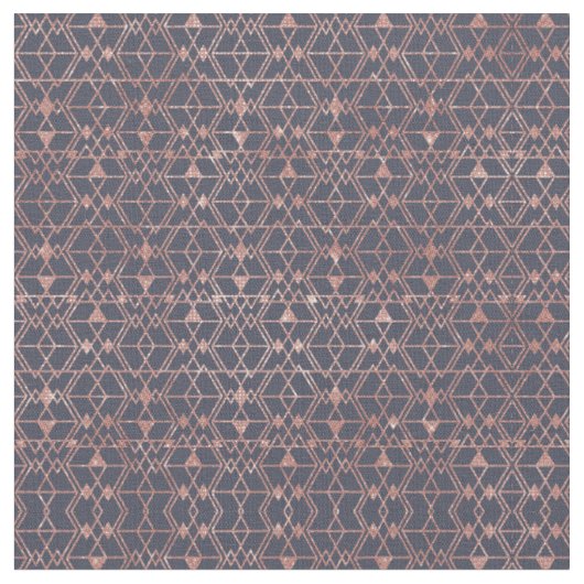 Roos Gold Glitter Blue Triangle Tribal Geometric Stof (Close Up)