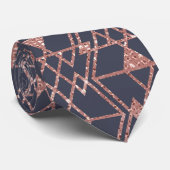 Roos Gold Glitter Blue Triangle Tribal Geometric Stropdas (Opgerold)