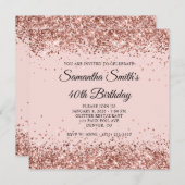 Roos Gold Glitter Blush 40e Verjaardag Kaart (Voorkant / Achterkant)