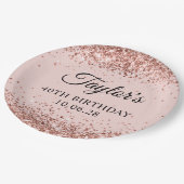 Roos Gold Glitter Blush 40e Verjaardag Papieren Bordje (Gekanteld)