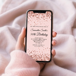 Roos Gold Glitter Blush 50e Verjaardag Kaart