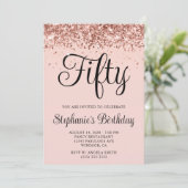 Roos Gold Glitter Blush 50e Verjaardag Kaart (Staand voorkant)
