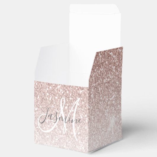 Roos Gold Glitter Blush Initiaal Vrijgezellenfeest Bedankdoosjes (Geopend)