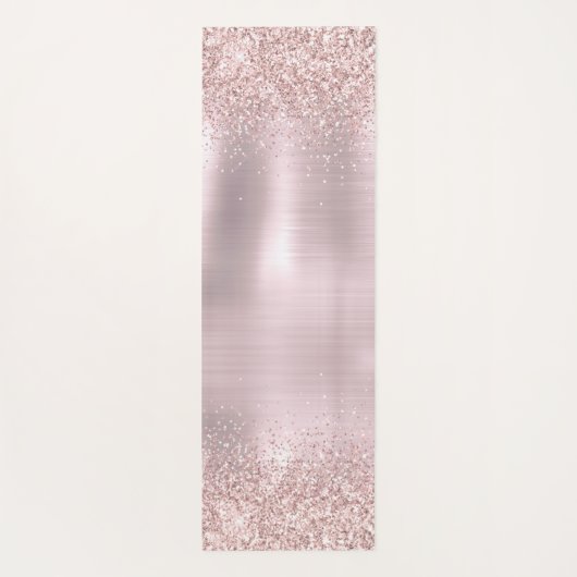 Roos Gold Glitter Blush Metallic Monogram script Y Yogamat (Achterkant)