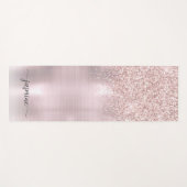 Roos Gold Glitter Blush Metallic Monogram script Y Yogamat (Voorkant (horizontaal))