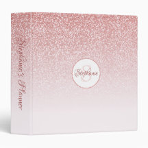 Roos Gold Glitter Blush Monogram Gepersonaliseerd