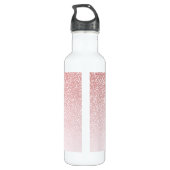 Roos Gold Glitter Blush Monogram Gepersonaliseerd Waterfles (Achterkant)