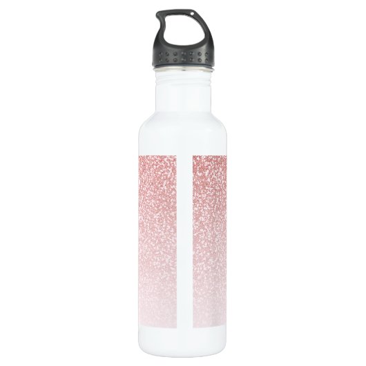 Roos Gold Glitter Blush Monogram Gepersonaliseerd Waterfles (Achterkant)
