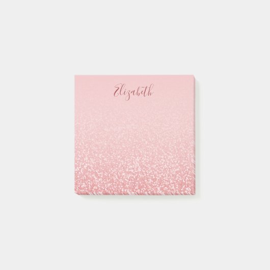 Roos Gold Glitter Blush Ombre Gepersonaliseerde na Post-it® Notes (Voorkant)