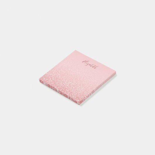 Roos Gold Glitter Blush Ombre Gepersonaliseerde na Post-it® Notes (Schuin)