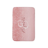 Roos Gold Glitter Blush Ombre Monogram Badmat (Voorkant Verticaal)