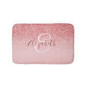 Roos Gold Glitter Blush Ombre Monogram Badmat (Voorkant)