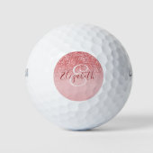 Roos Gold Glitter Blush Ombre Monogram Golfballen (Voorkant)