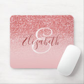 Roos Gold Glitter Blush Ombre Monogram Muismat (Met muis)
