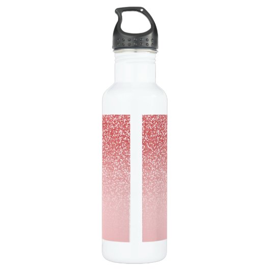 Roos Gold Glitter Blush Ombre Monogram Waterfles (Achterkant)