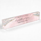 Roos Gold Glitter Blush Pink Agate Marble Geode Naambordje