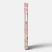 Roos Gold Glitter Blush Pink Floral Monogram Case-Mate iPhone Case (Achterkant / Links)