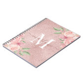 Roos Gold Glitter Blush Pink Floral Monogram Notitieboek (Linkerzijde)